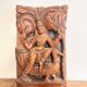 Tableau, panneau en bois sculpté vintage figurant une divinité, Inde