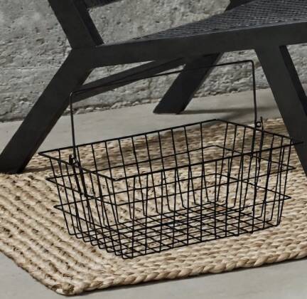 Metal basket with rectangular handle