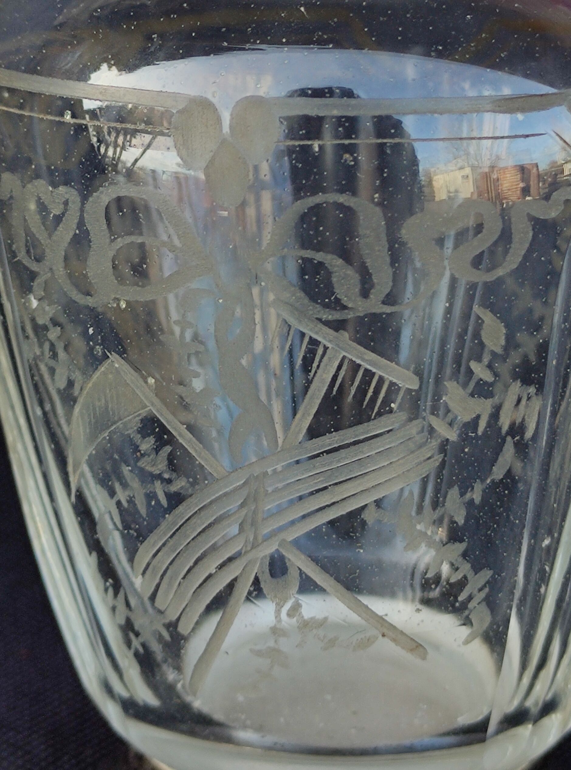 Old silver metal carafon