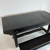 Brutalist elm table Wabi-sabi spirit and its 2 benches