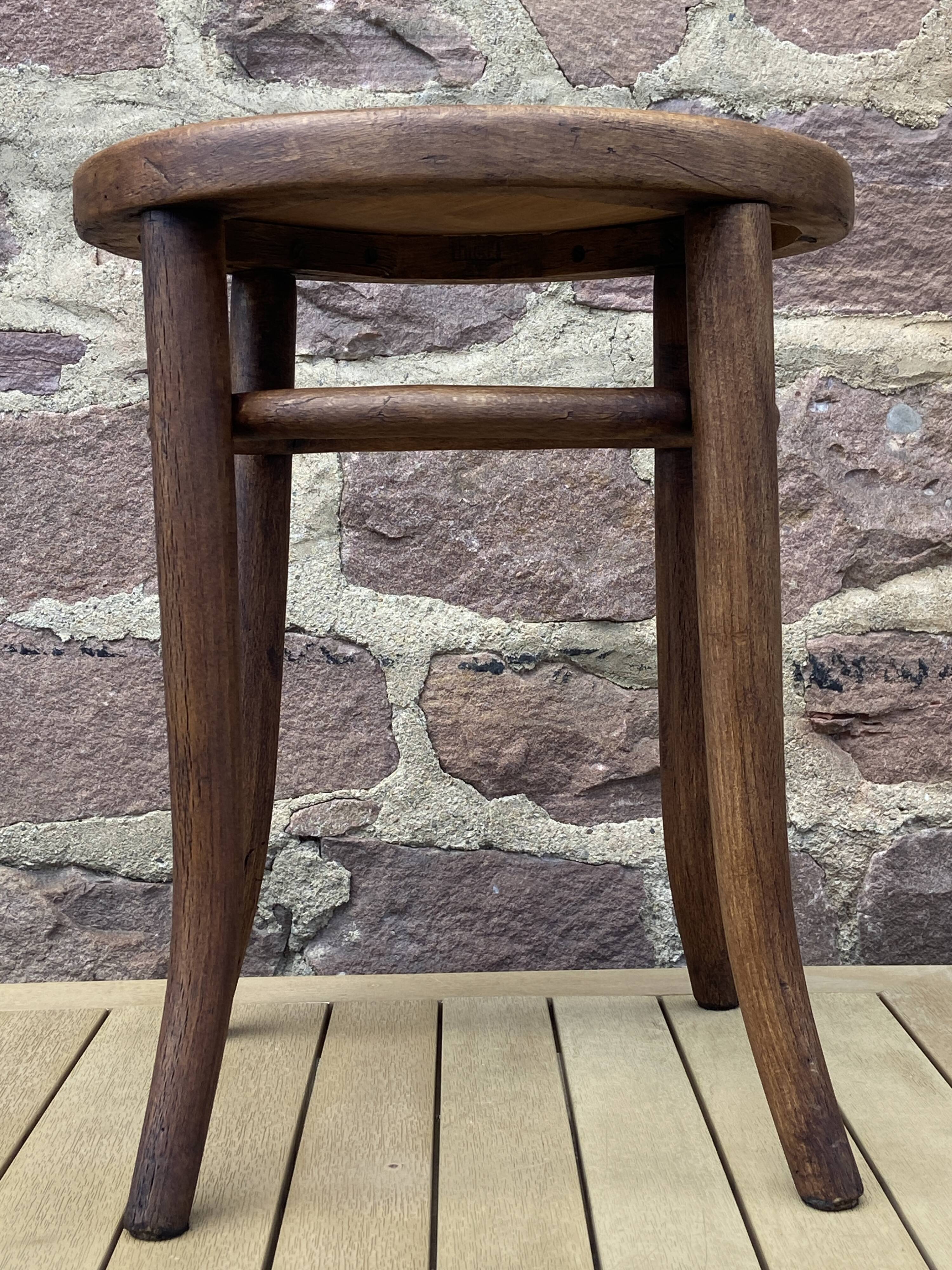 Viennese Thonet piano stool curved wood 1900 bentwood stool Thonet hocker Bugholzhocker