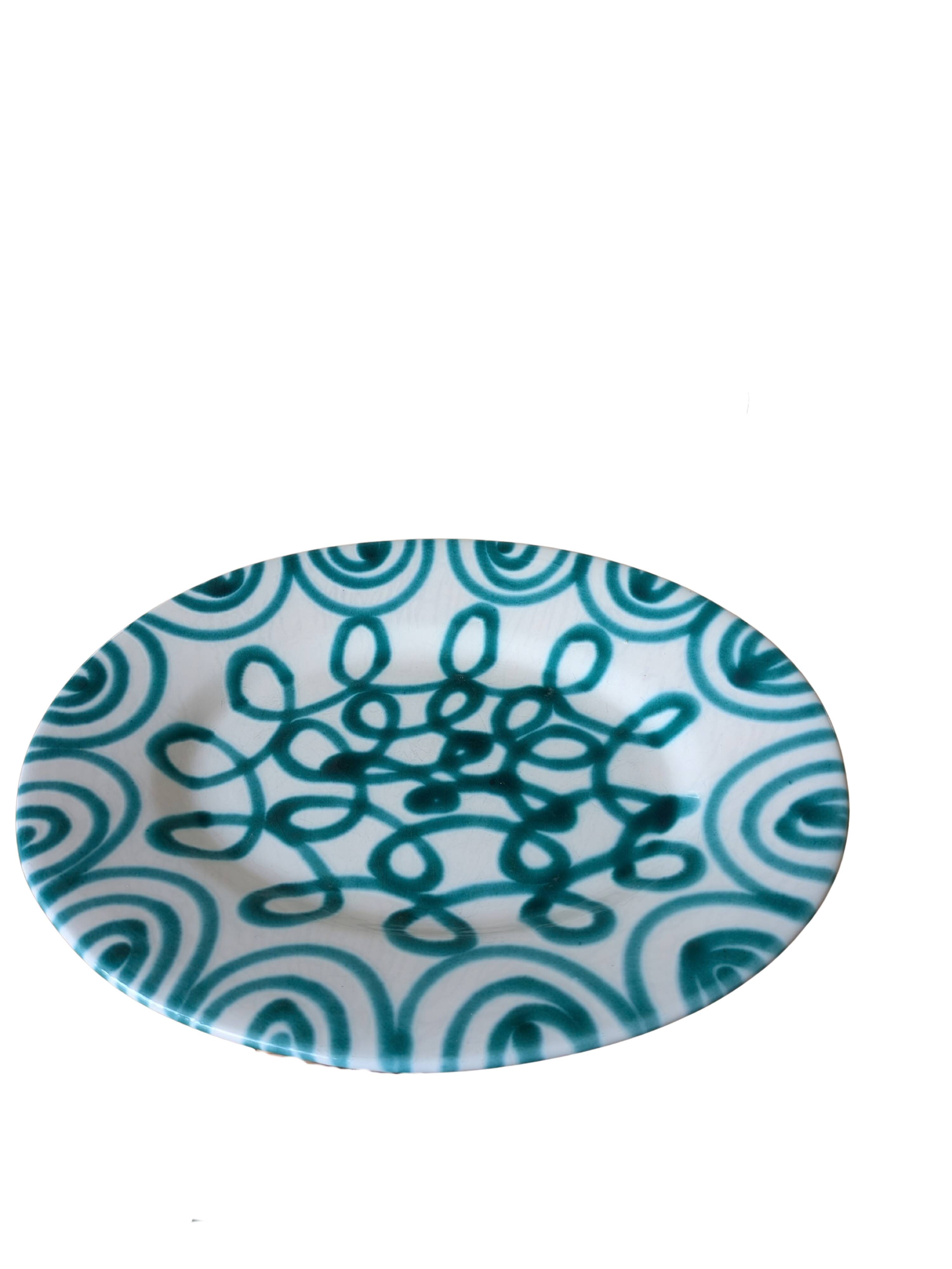 Vintage Gmundner Keramik Serving Oval Plate / Austria / Green Flamed / 2