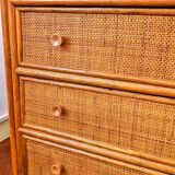 Vintage rattan chest of drawers