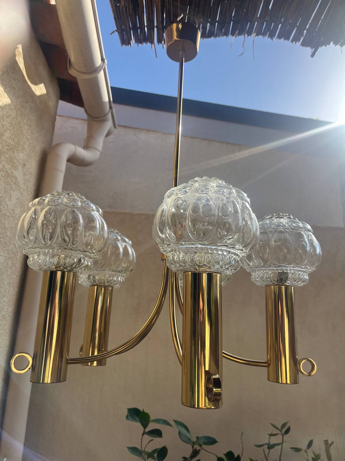 70s Space Age style gold chandelier