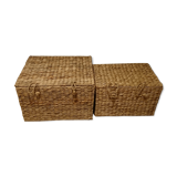 2 vintage wicker trunks