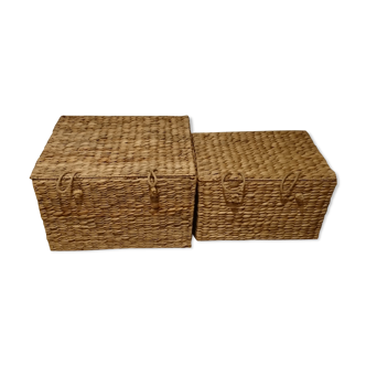 2 vintage wicker trunks
