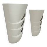 Pair of vintage wall lights, matte white plaster, France, 1970