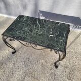 Arletty coffee table in wrought iron and sea green marble.