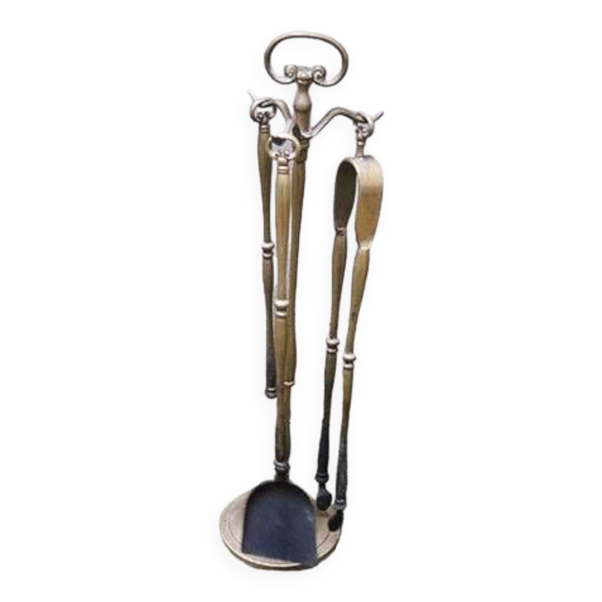 Old Brass Fireplace Servant - 3 Tools