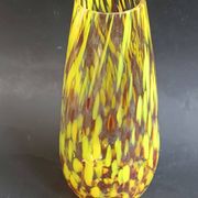 Vase conique verre de Murano moucheté jaune 1970