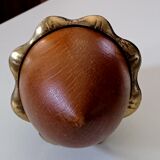 Paperpress wooden egg in its brass cockerel