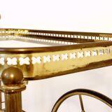 Desserte roulante en laiton et verre