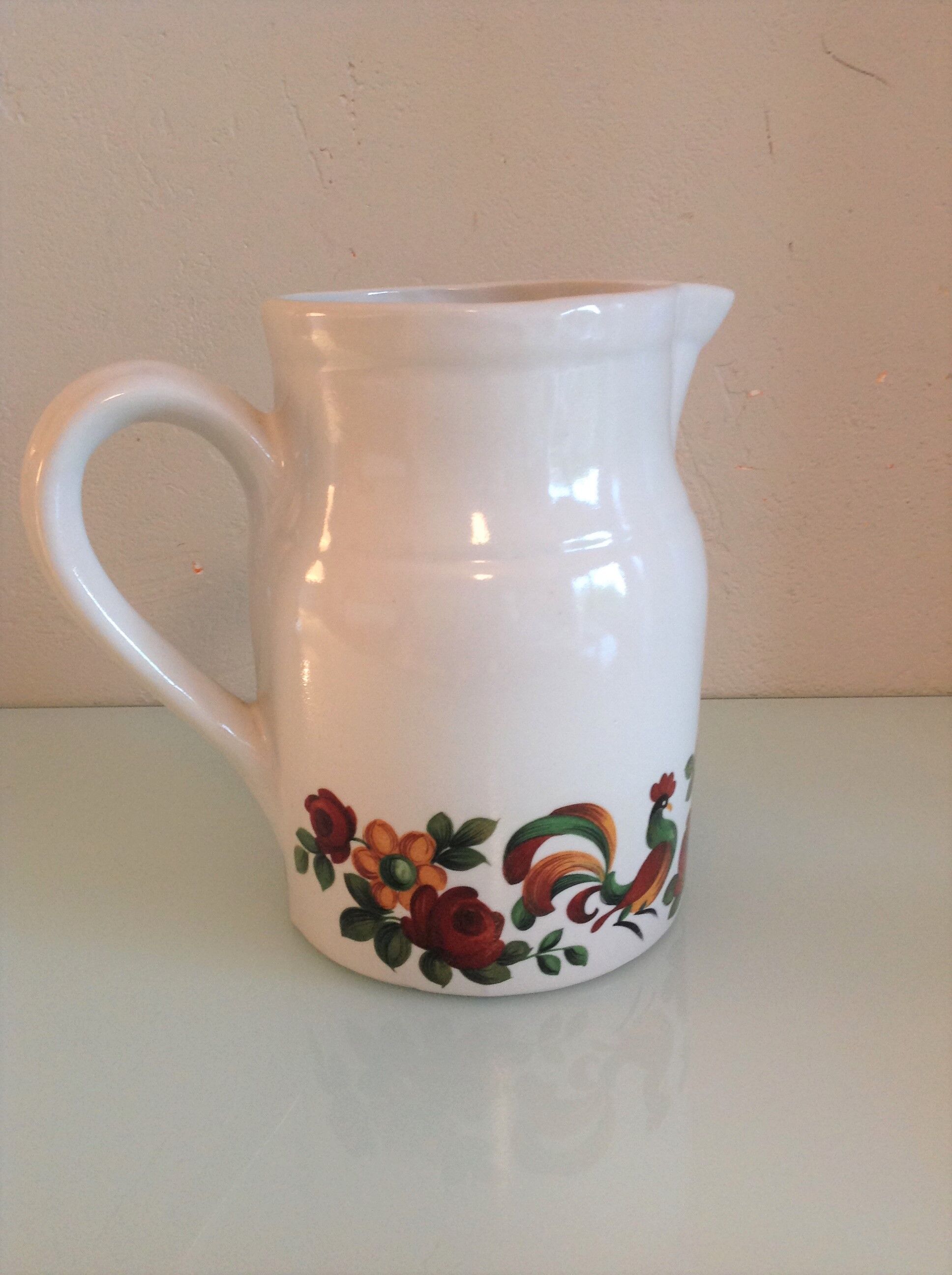 Pitcher in white ceramic by Grespots Digoin / vintage 70s