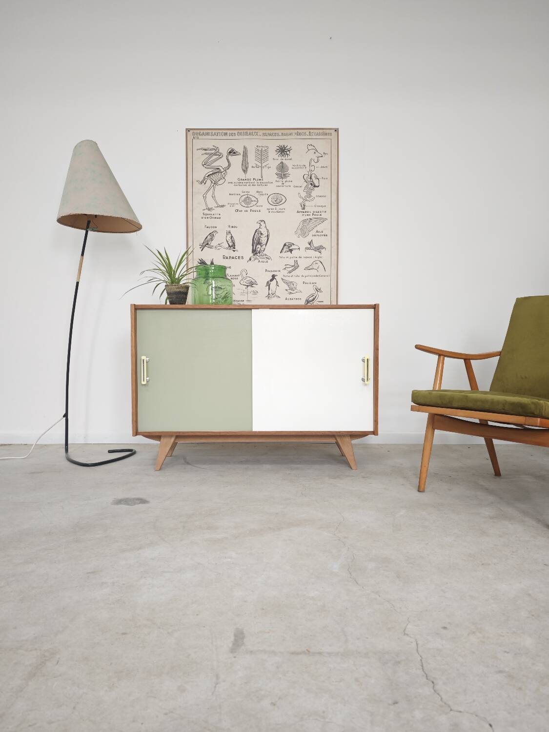 U-452 Green and White Sideboard by Jiri Jiroutek for Interier Praha 1960
