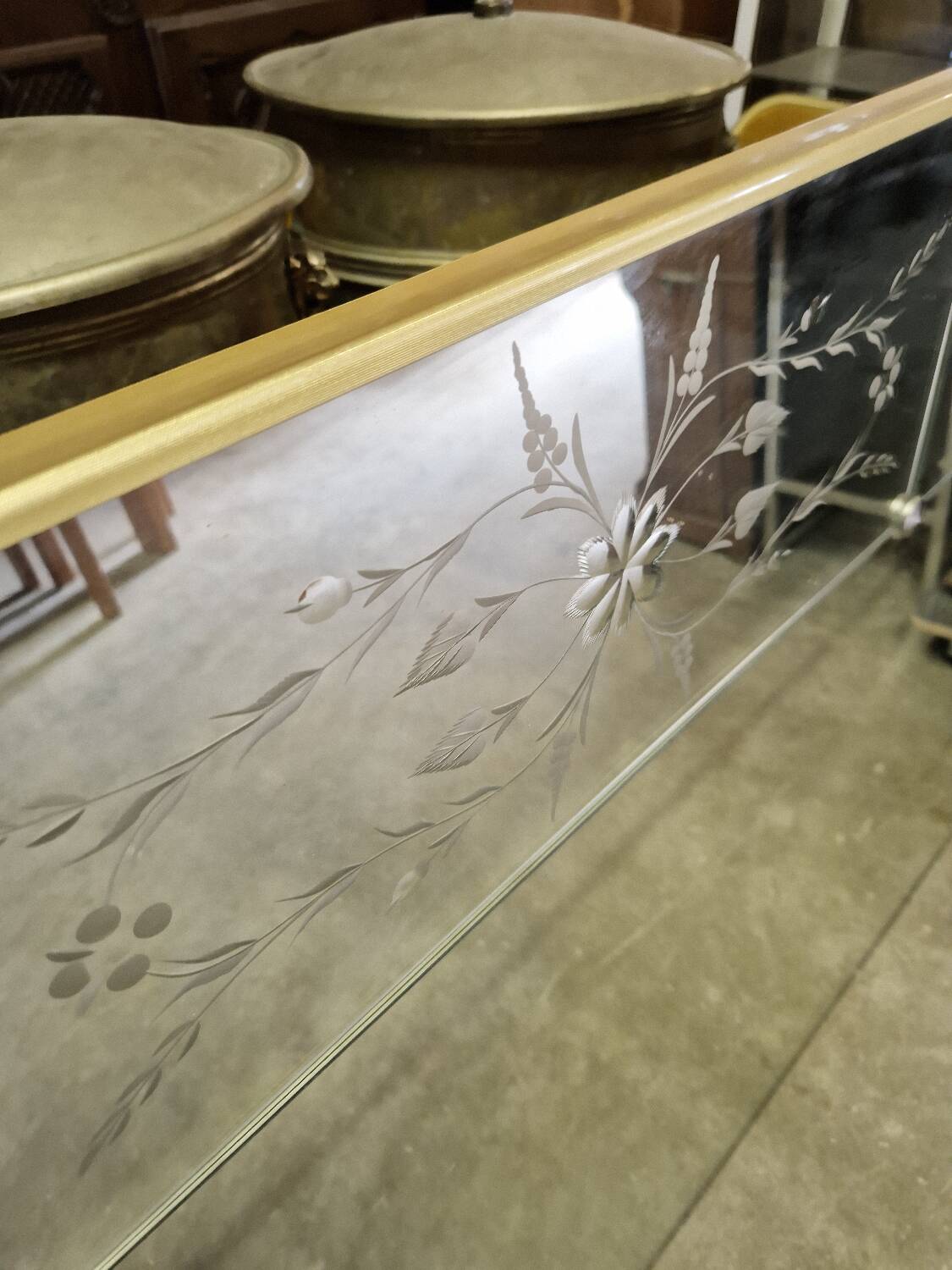 Antique Venetian brasserie mirror in eglomisé glass