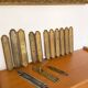 Set of 13 antique beaded brass cleanliness plates + handle – 19th century