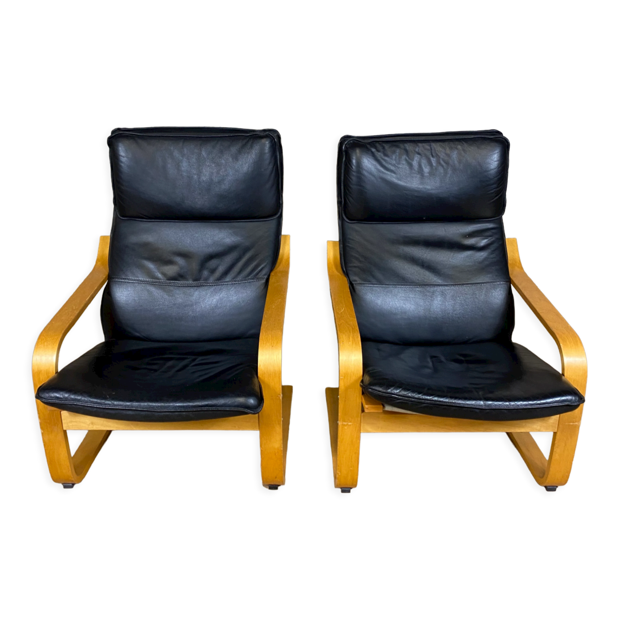 Pair armchairs ikea black leather