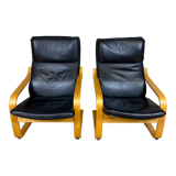 Pair armchairs ikea black leather