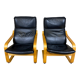 Pair armchairs ikea black leather