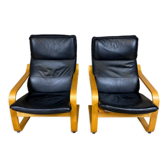 Paire fauiteuils vintage ikea cuir noir