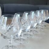 Set of 6 Cognac Glasses. Fleury/Arques Crystal Model. Wheat Ears Design