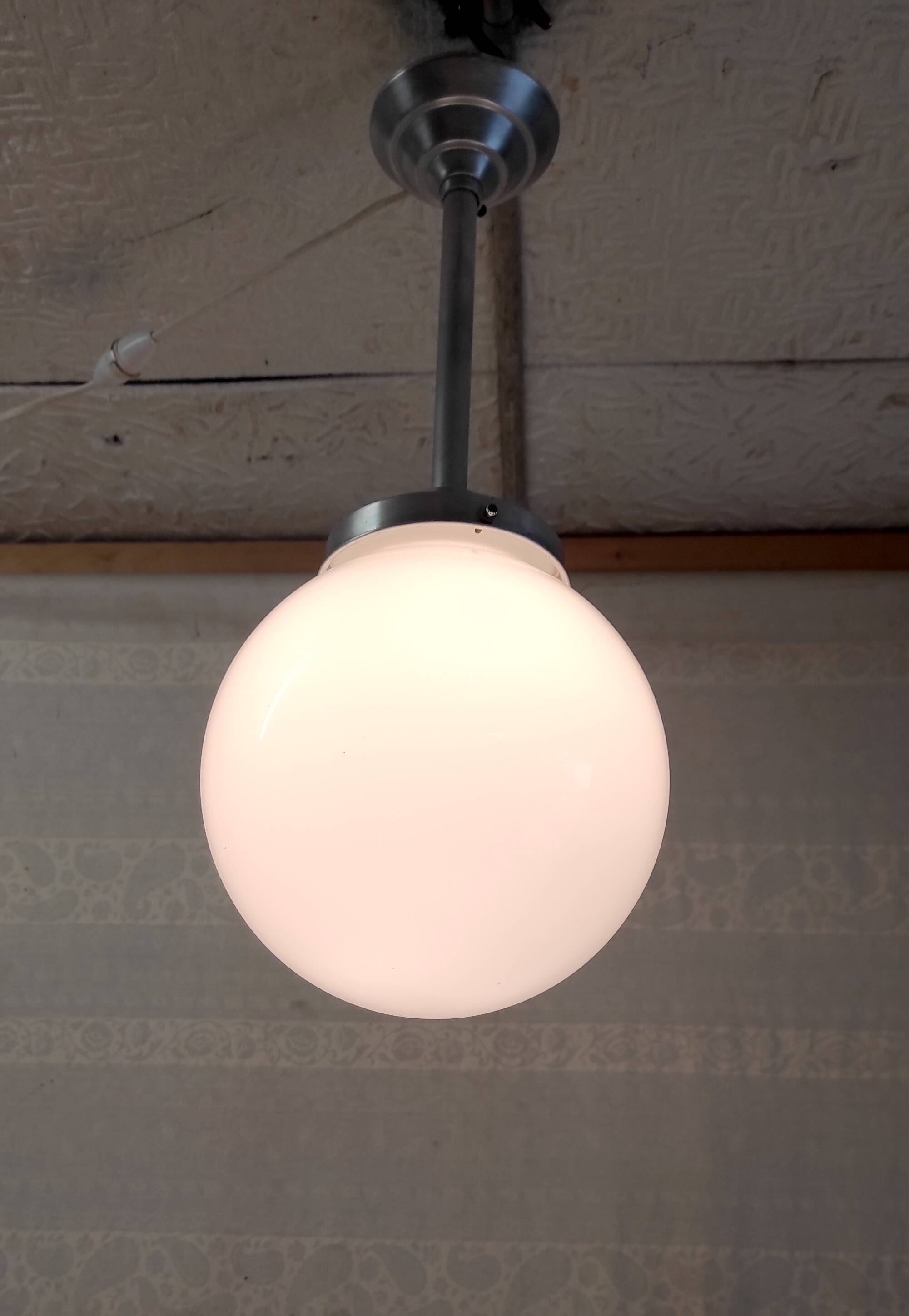 Opaline globe pendant light - mid-20th century