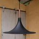 Vintage tulip hanging lamp in black metal and copper