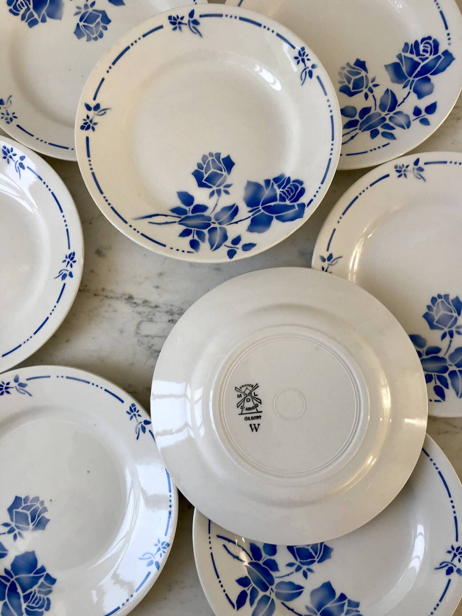 set of 8 St Amand dessert plates Gilbert model 50s