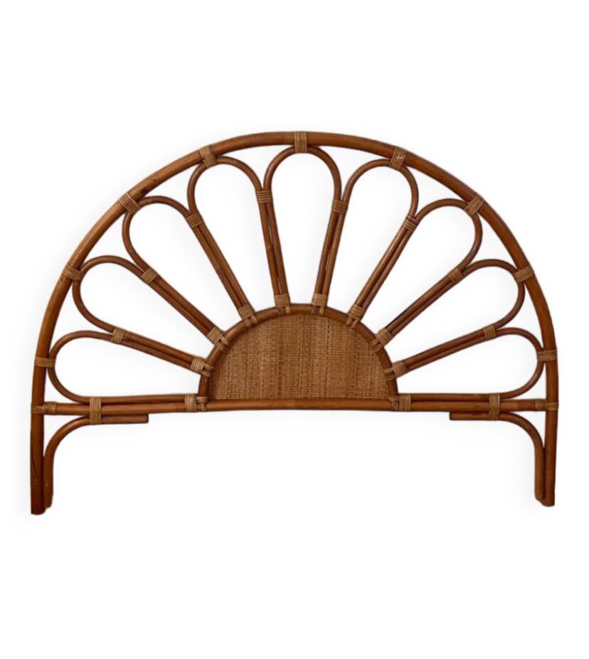 Vintage 1970s rattan and cane headboard for a double bed.
