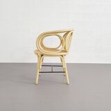 Rattan and cane armchairs, set of 2