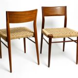 Two original 1960s Wilkhahn chairs made of walnut with wicker cane
