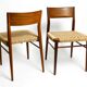 Two original 1960s Wilkhahn chairs made of walnut with wicker cane