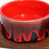 Scandinavian teak tray with 4 ceramic ramekins 1960