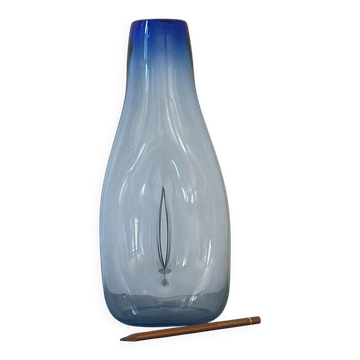 Beautiful Vintage Murano Modern Vase, Blue and Clear Glass, 1970's