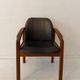 Mid-century modern chair in teak and black leather, Germany, 1960s