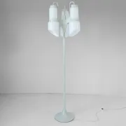 Vintage Vistosi Sytle Space Age Floor Lamp, Iron & Opaline Glass, 1970s