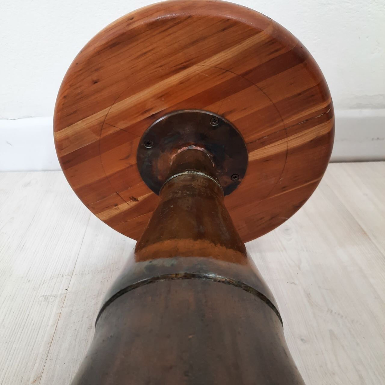 Pair of industrial stools foot in copper metal