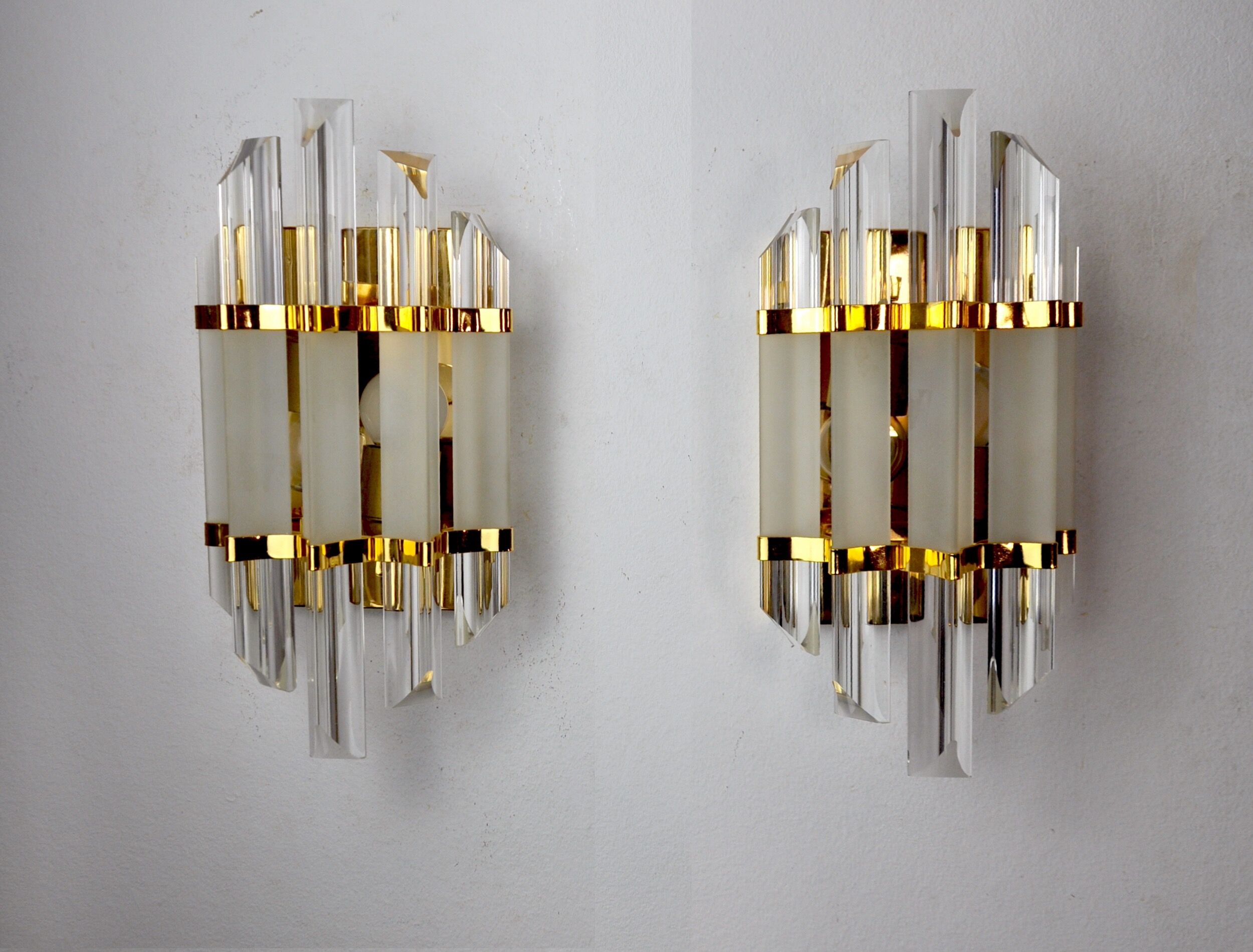 Pair of wall lamps Venini glass from Murano Italy 1970