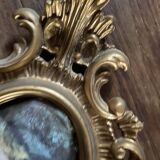 Italian baroque frame with portrait painted on silk.