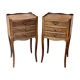 Pair of old Louis XV style bedside tables, in walnut veneer