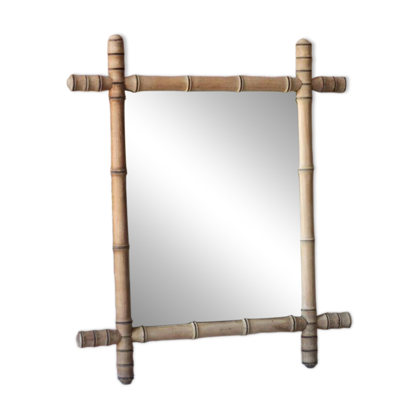 Miroir bois imitation bambou, miroir ancien, miroir à suspendre, déco intérieur