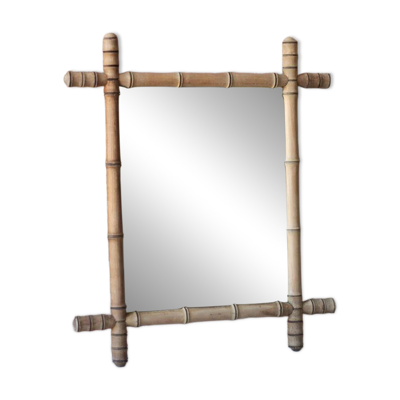 Miroir bois imitation bambou, miroir ancien, miroir à suspendre, déco intérieur