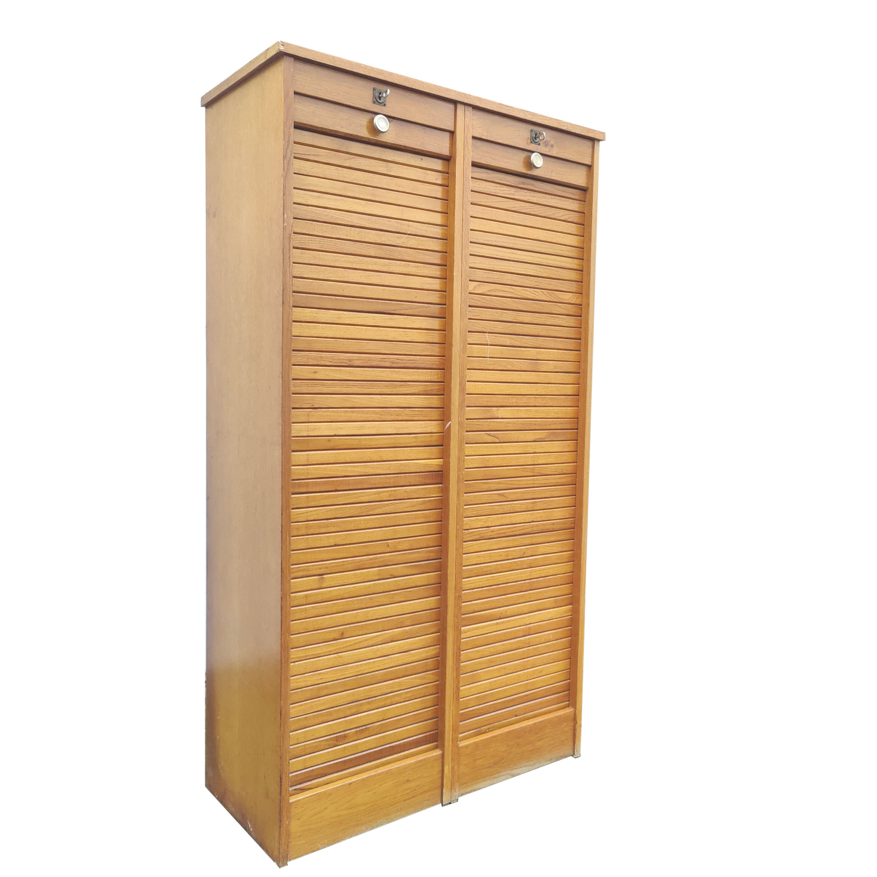 Double curtain binder cabinet