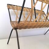 Vintage wicker and steel magazine door design 60s