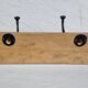 Solid teak coat hook with 2 double cast iron hooks
