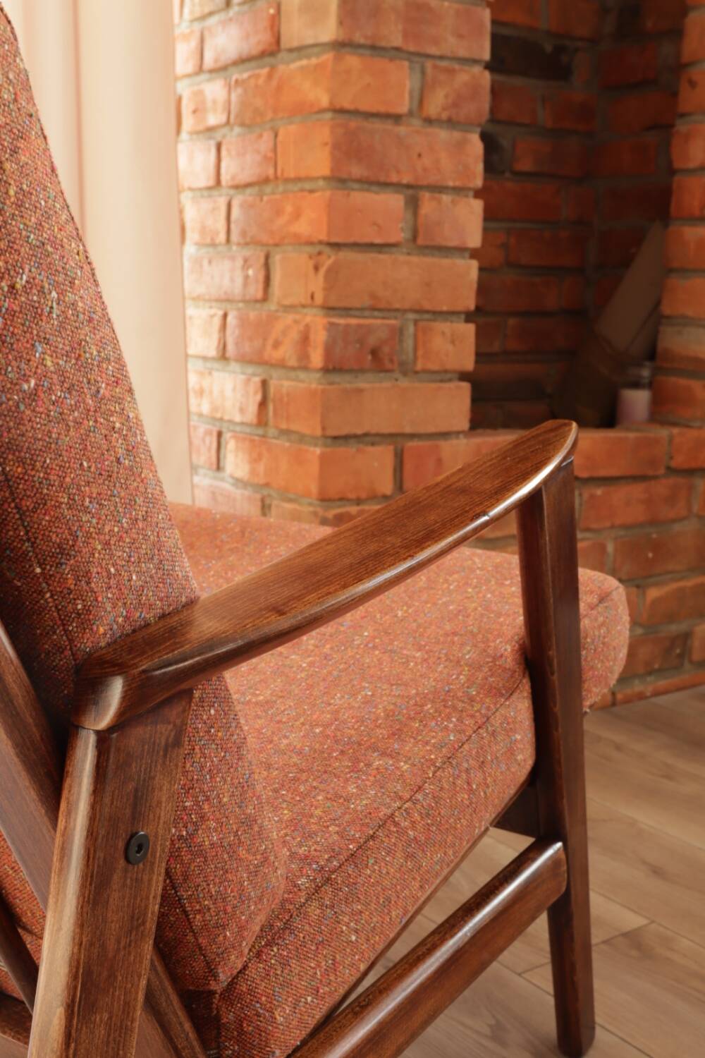 Vintage rust bronze armchair Scandinavian design 1960