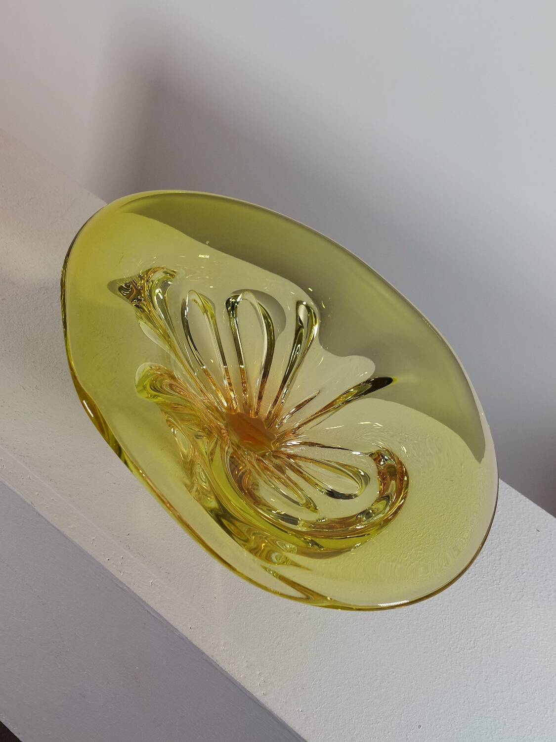 Bol à fruits en verre organique vintage du milieu du siècle Murano