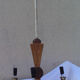 Old chandelier 3 lights wooden art deco suspension