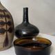 Smoked glass catchall fully tinted in amber.