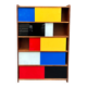 Closed bookcase in Bauhaus colors by D.Rozaffy Edition Meuble Oscar, design 1960